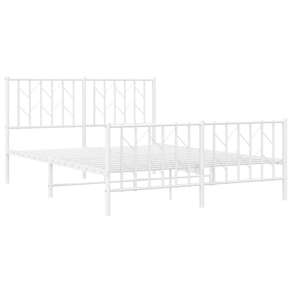 vidaXL Bettgestell mit Kopf- und Fußteil Metall Weiß 140x190 cm