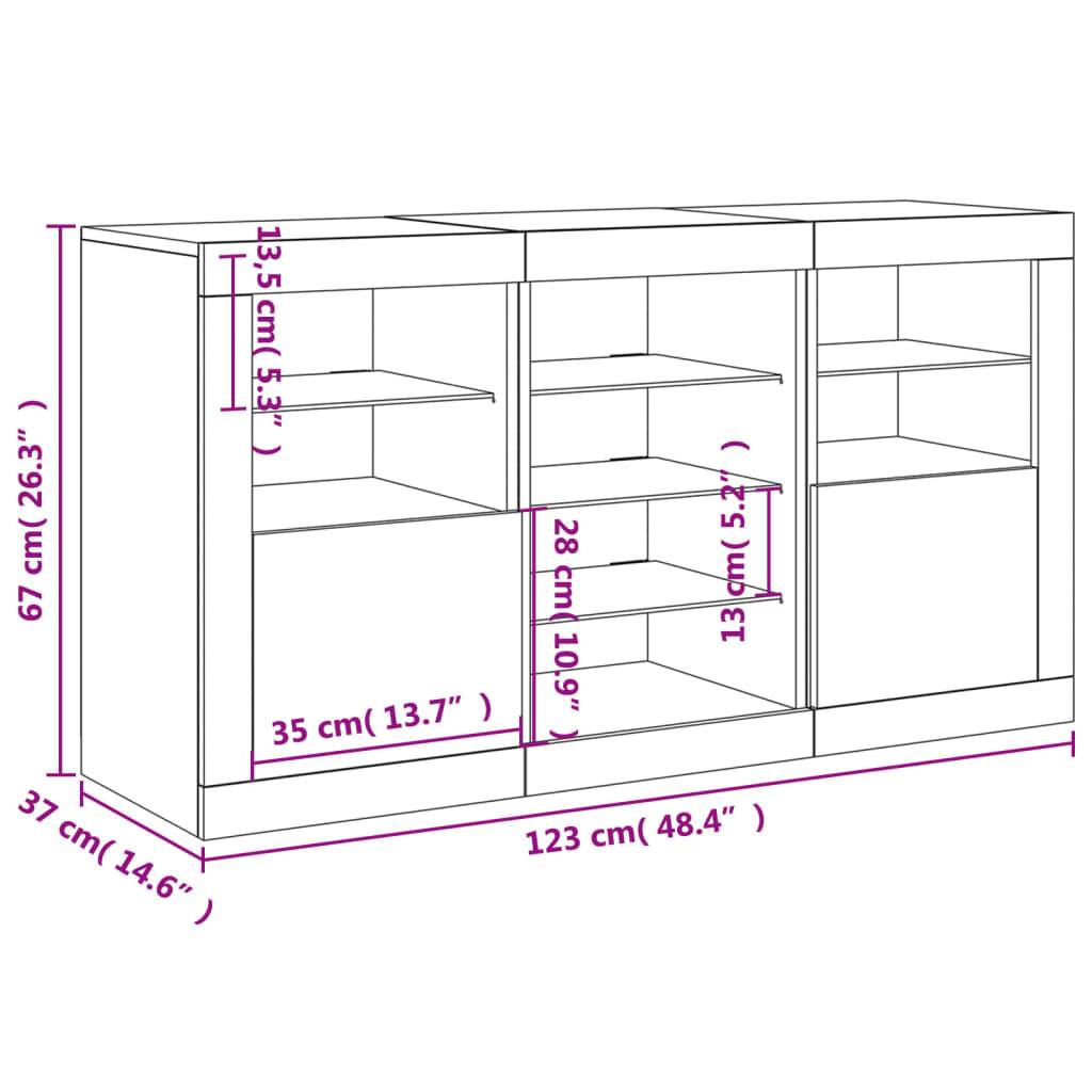 vidaXL Sideboard mit LED-Leuchten Betongrau 123x37x67 cm