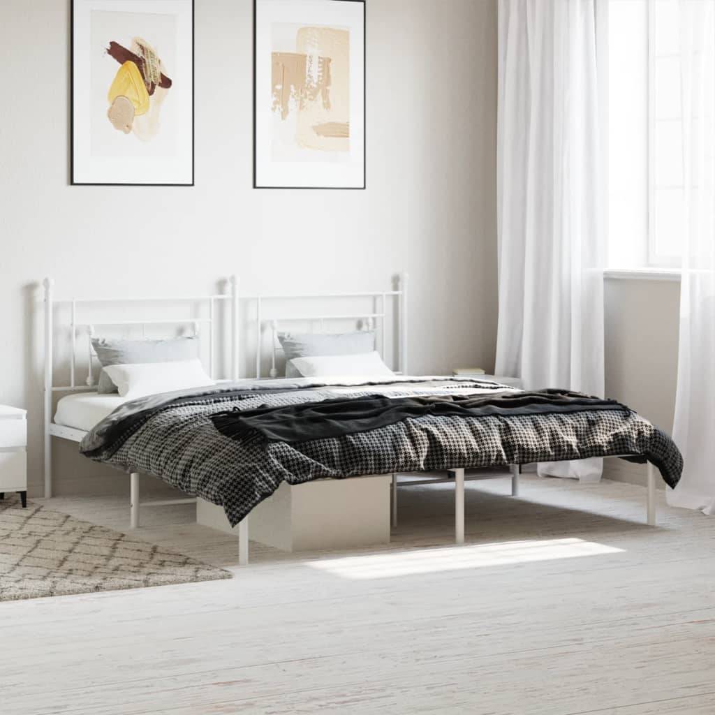 vidaXL Bettgestell mit Kopfteil Metall Weiß 183x213 cm