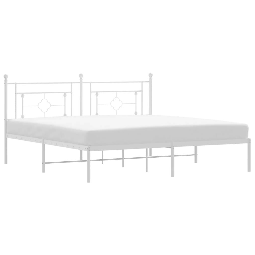 vidaXL Bettgestell mit Kopfteil Metall Weiß 183x213 cm