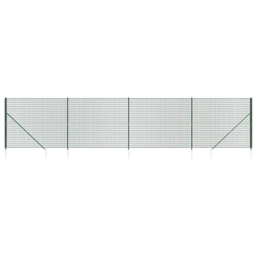 vidaXL Maschendrahtzaun mit Bodenhülsen Grün 1,4x10 m