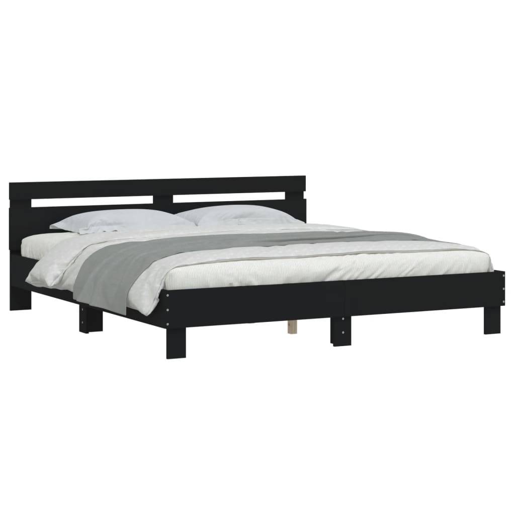 vidaXL Bettgestell mit Kopfteil Schwarz 180x200 cm Holzwerkstoff
