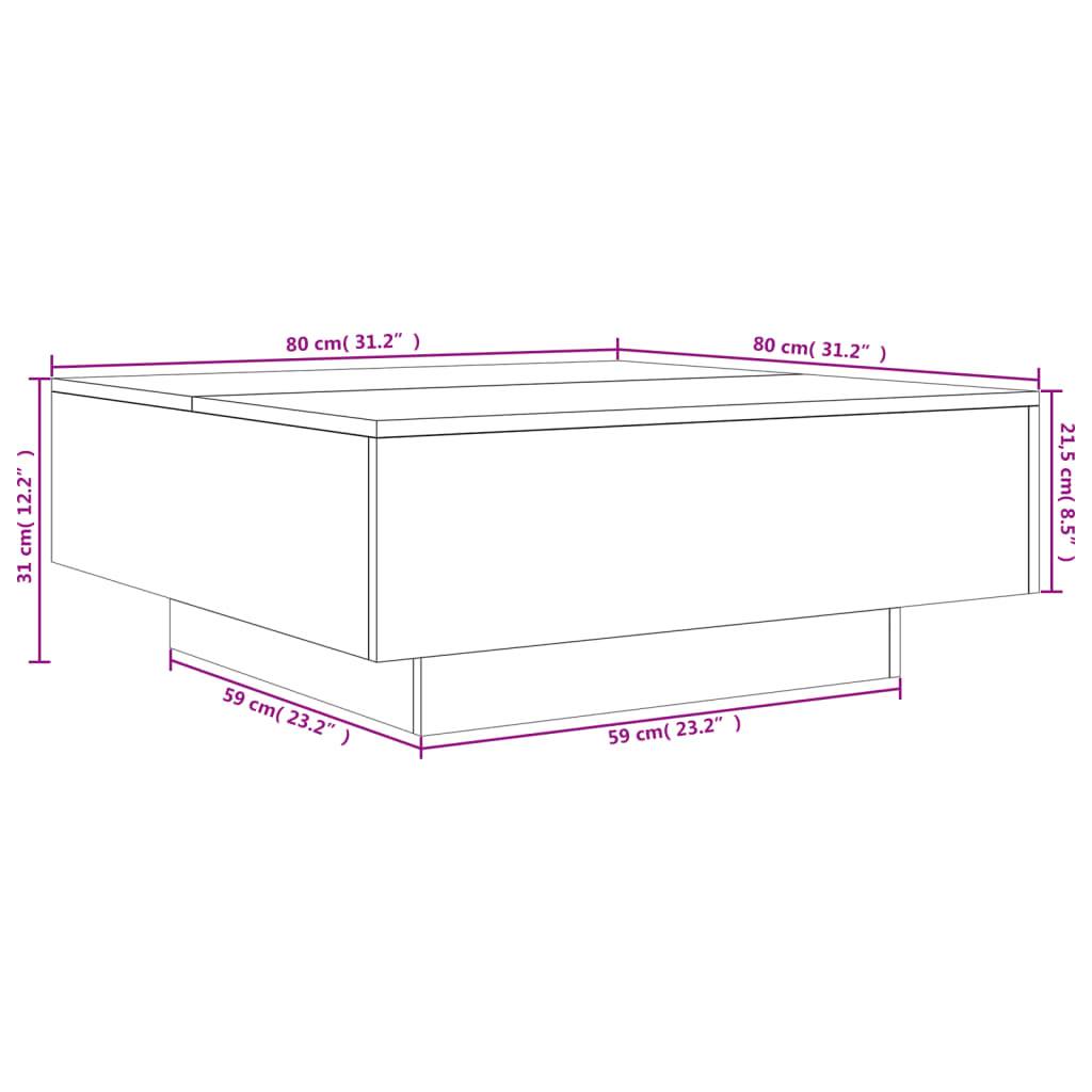 vidaXL Couchtisch mit LED-Leuchten Sonoma-Eiche 80x80x31 cm