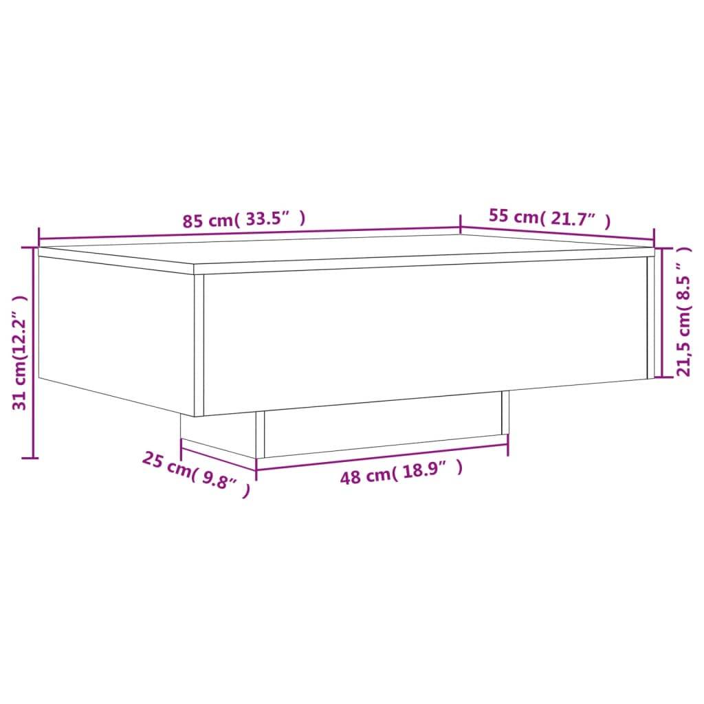 vidaXL Couchtisch mit LED-Leuchten Betongrau 85x55x31 cm