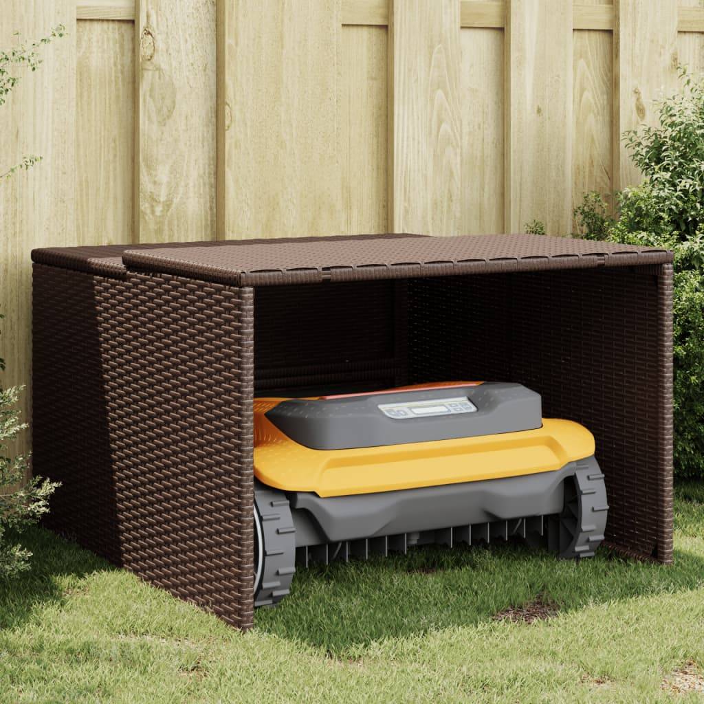vidaXL Mähroboter-Garage Braun 86x90x52/57 cm Poly Rattan