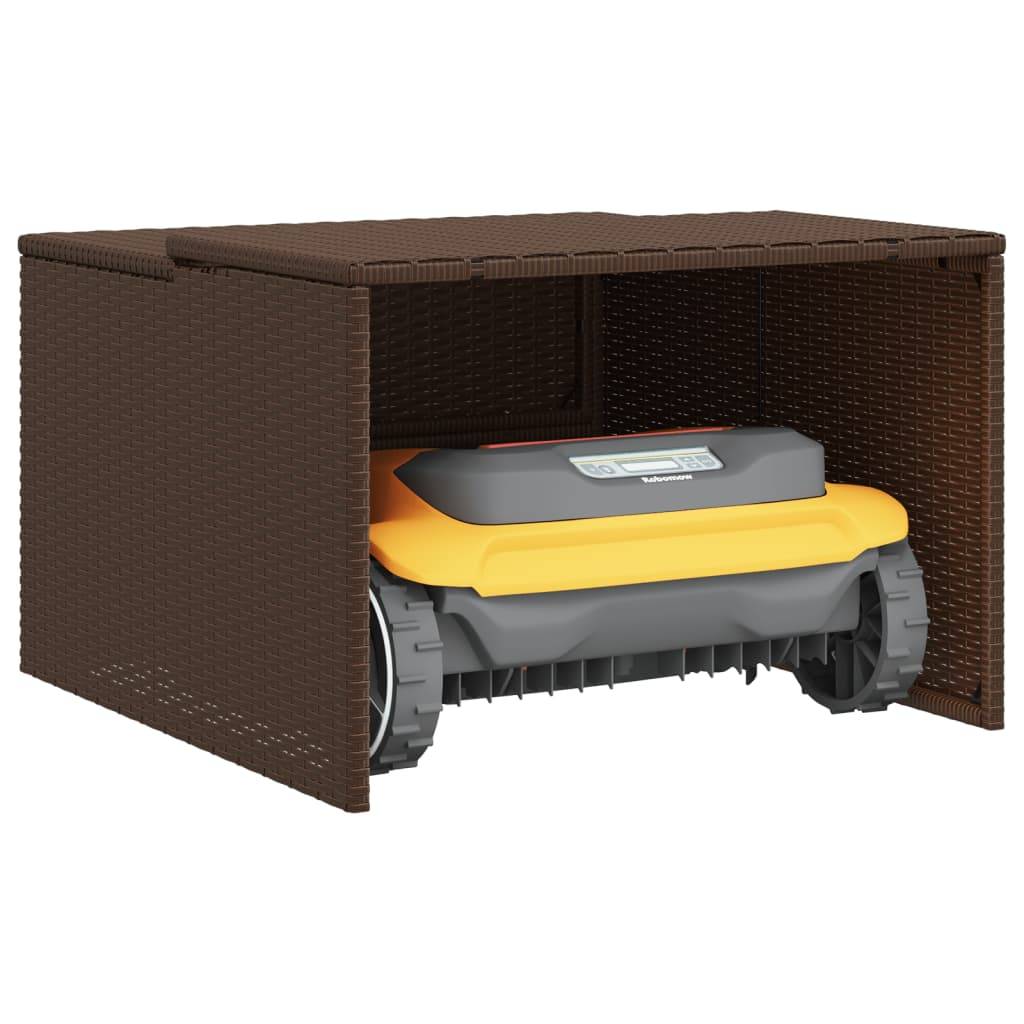 vidaXL Mähroboter-Garage Braun 86x90x52/57 cm Poly Rattan