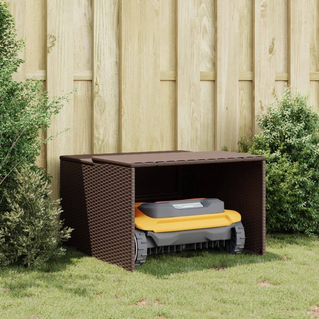 vidaXL Mähroboter-Garage Braun 86x90x52/57 cm Poly Rattan