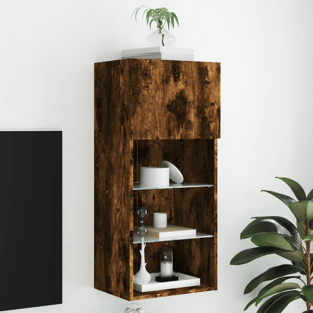 vidaXL TV-Schrank mit LED-Leuchten Räuchereiche 40,5x30x90 cm