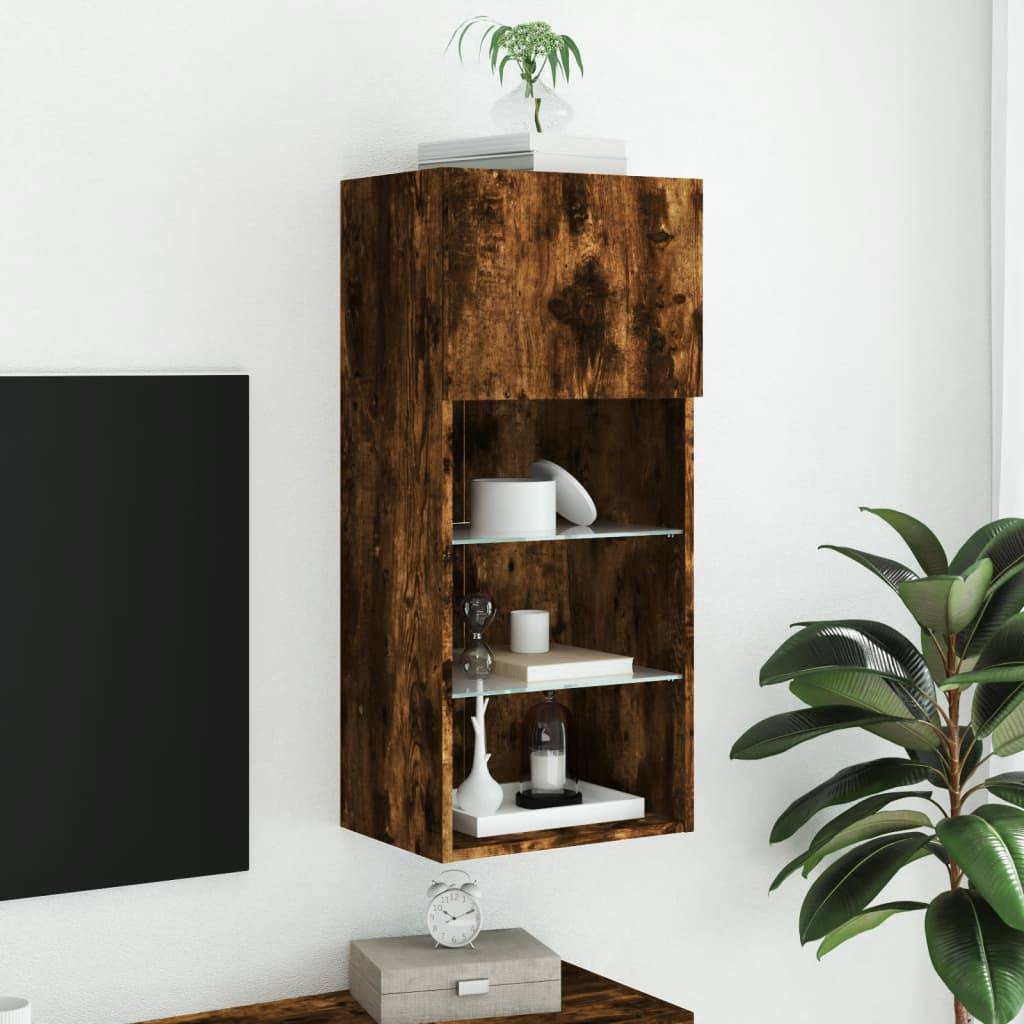 vidaXL TV-Schrank mit LED-Leuchten Räuchereiche 40,5x30x90 cm