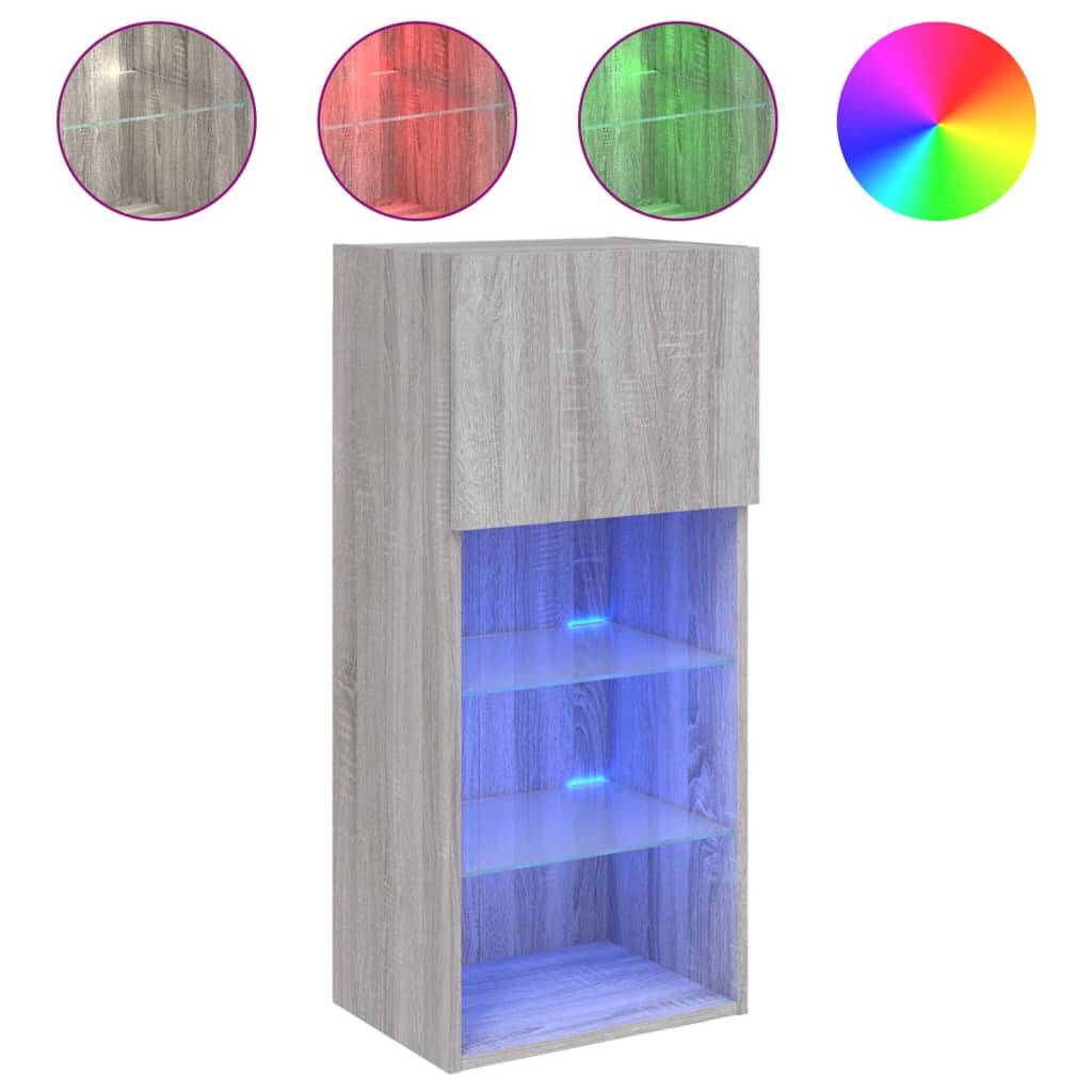 vidaXL TV-Schrank mit LED-Leuchten Grau Sonoma 40,5x30x90 cm