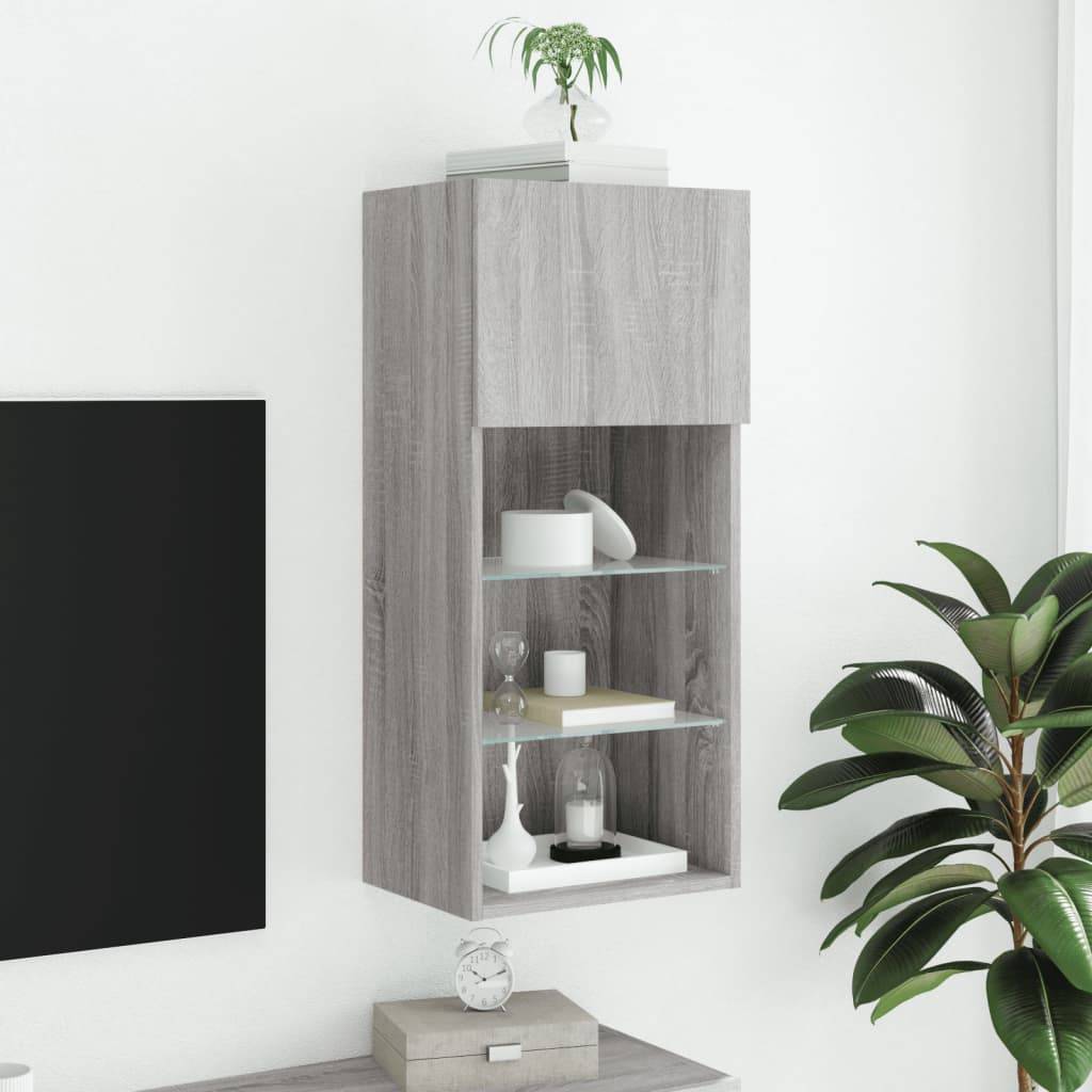 vidaXL TV-Schrank mit LED-Leuchten Grau Sonoma 40,5x30x90 cm