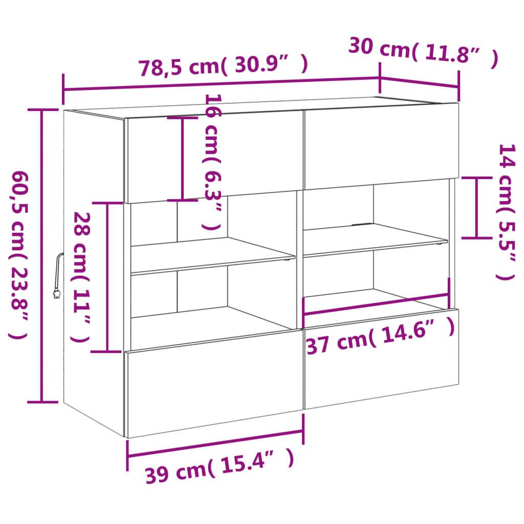vidaXL TV-Wandschrank mit LED-Leuchten Braun Eichen-Optik