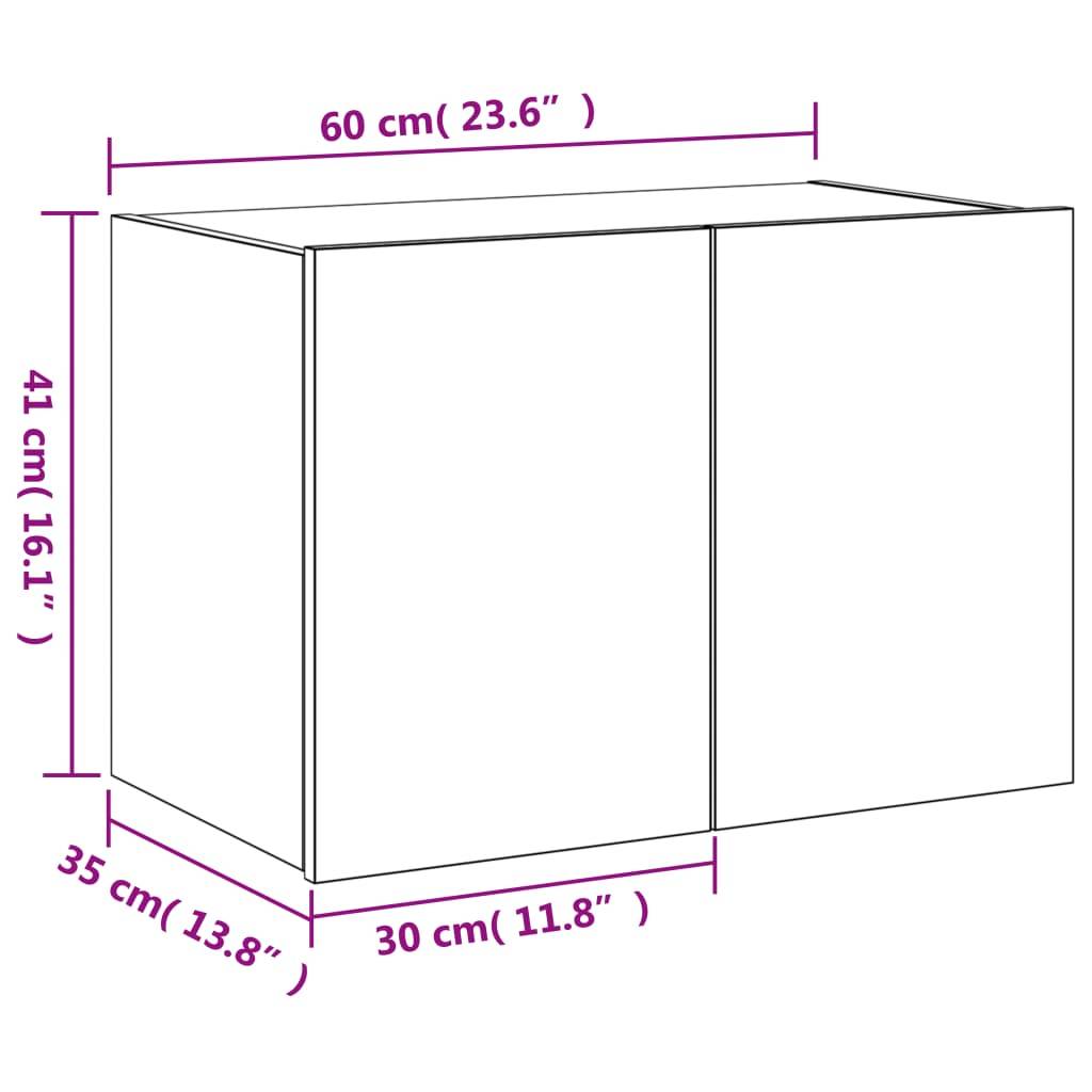 vidaXL TV-Wandschrank mit LED-Leuchten Betongrau 60x35x41 cm