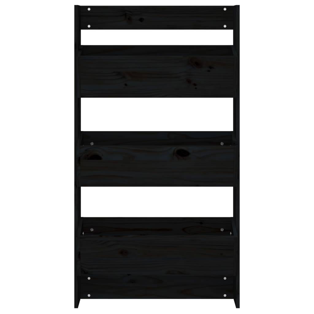 vidaXL Wand-Pflanzkübel 3 Fächer 60x18,5x110 cm Schwarz Kiefernholz