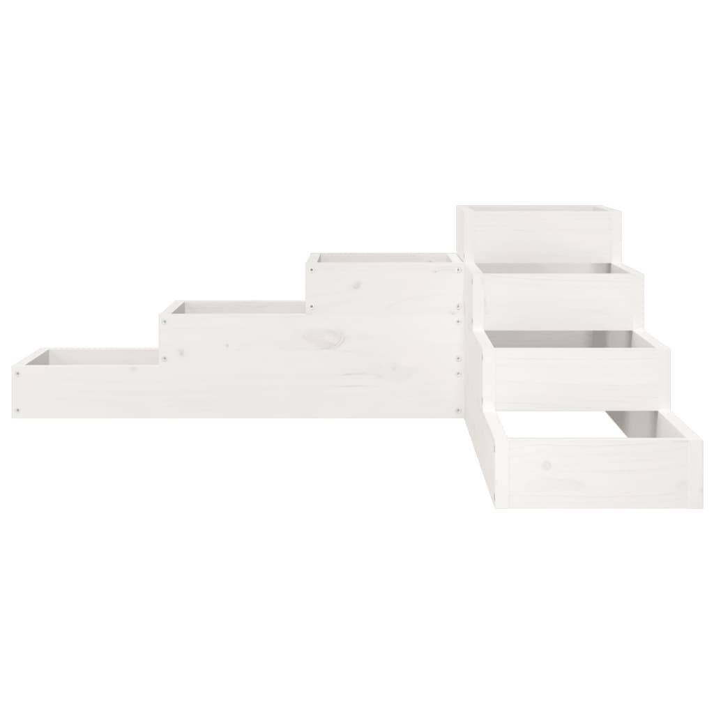 vidaXL Pflanzentreppe 4 Stufen 106x104,5x36 cm Weiß Massivholz Kiefer