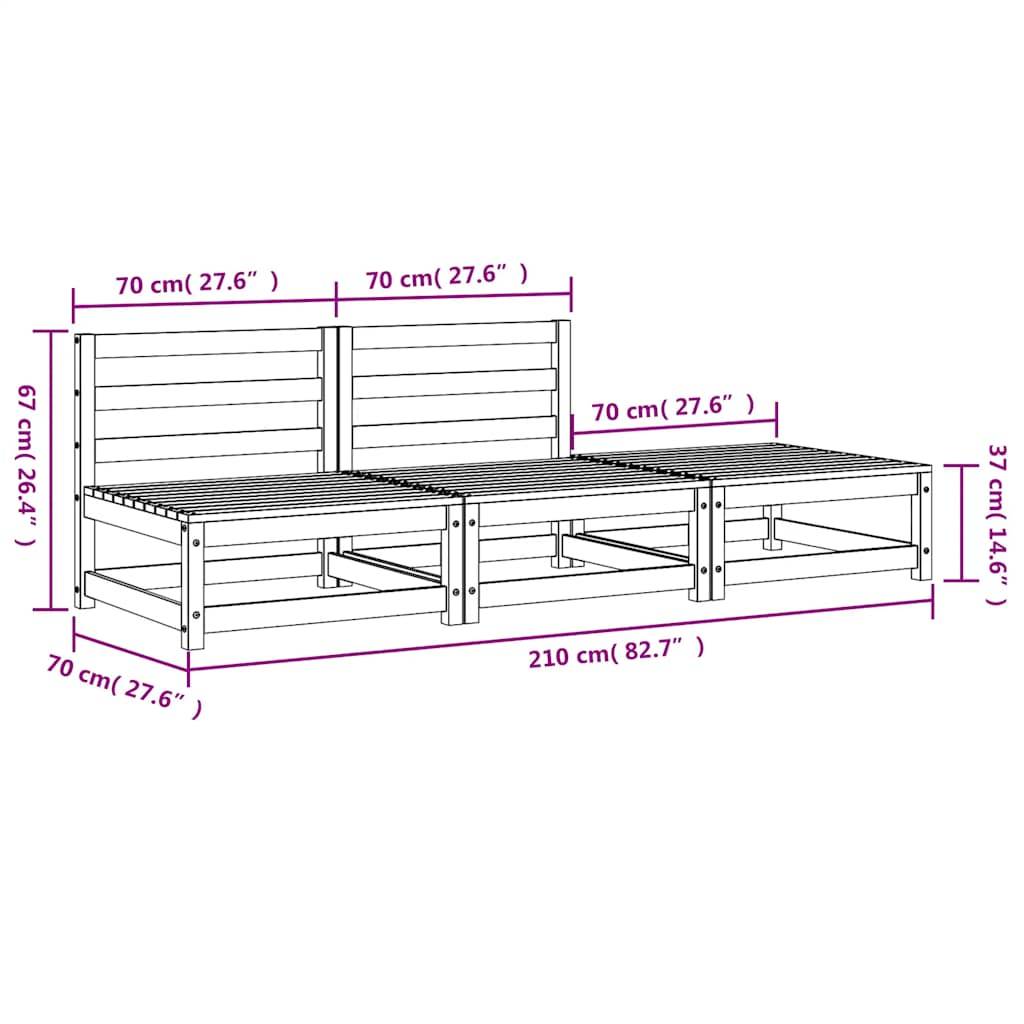vidaXL Gartensofa ohne Armlehnen mit Fußhocker Massivholz Kiefer
