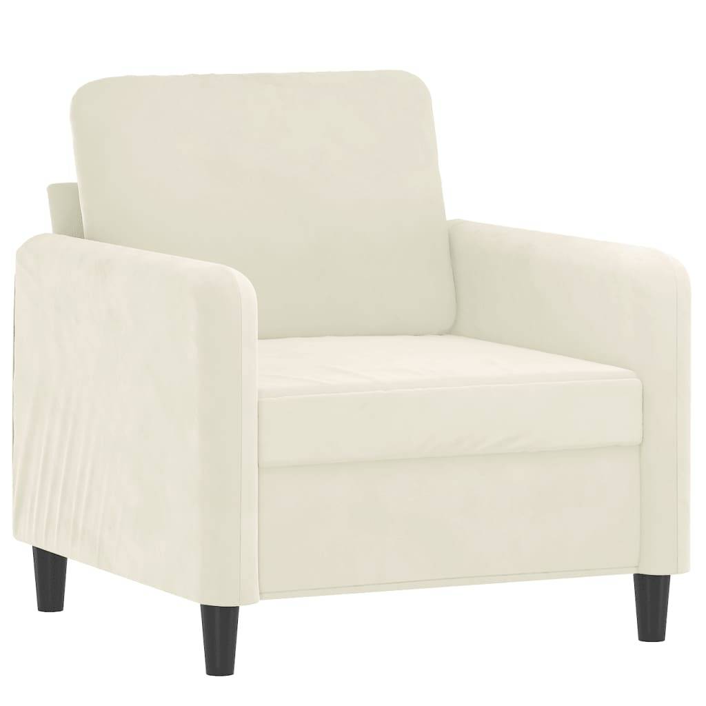 vidaXL Sessel mit Hocker Creme 60 cm Samt