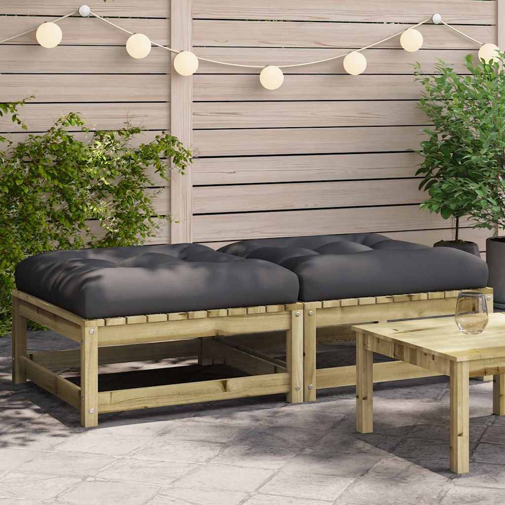 vidaXL Gartenhocker mit Kissen 2 Stk. Kiefernholz Imprägniert