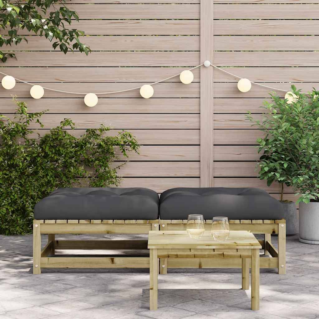 vidaXL Gartenhocker mit Kissen 2 Stk. Kiefernholz Imprägniert