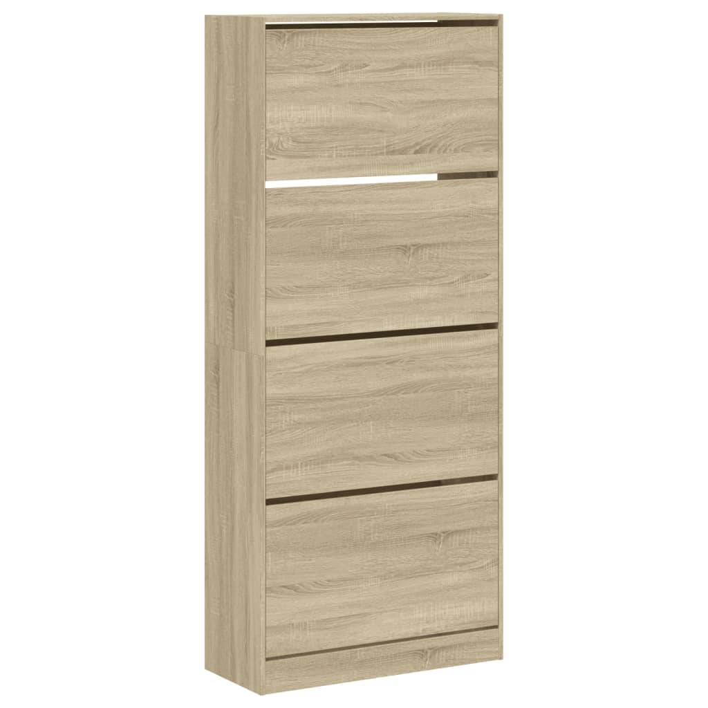 vidaXL Schuhschrank mit 4 Klappen Sonoma-Eiche 80x34x187,5 cm