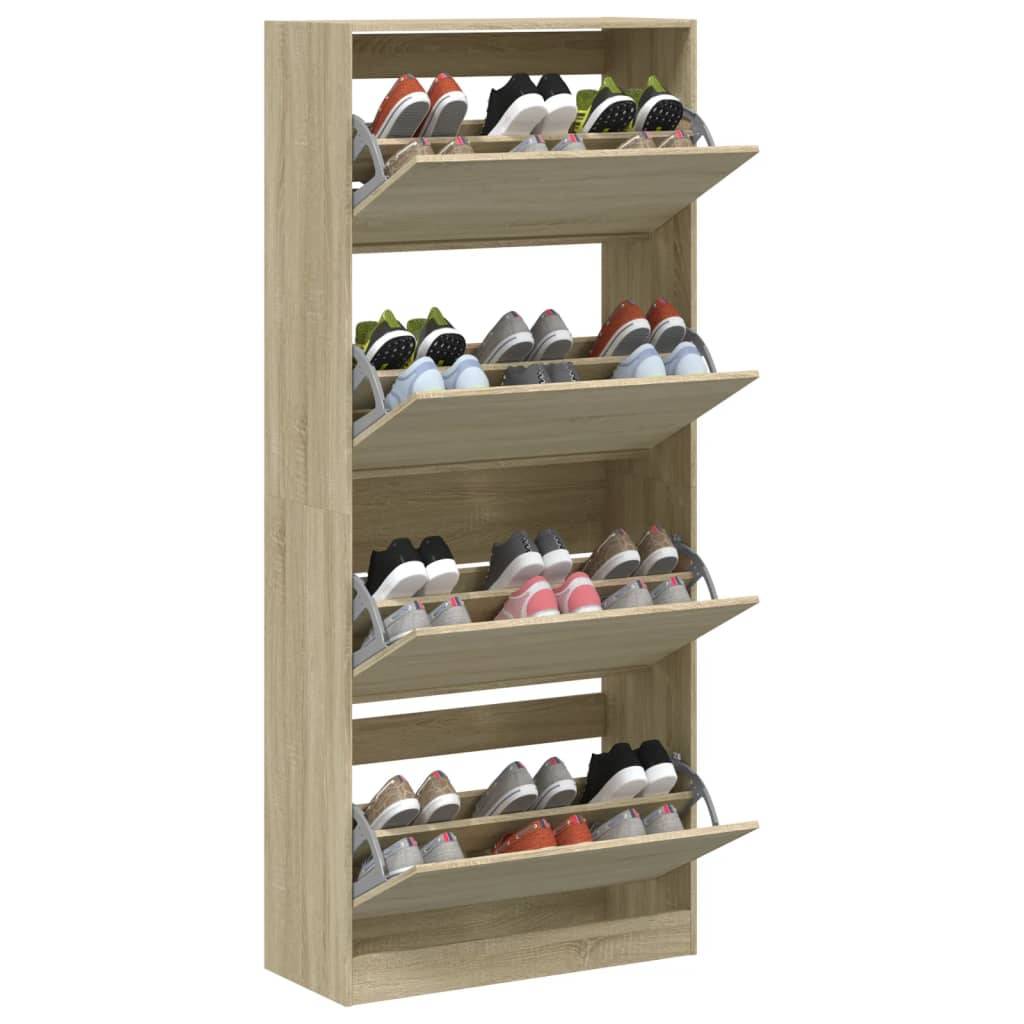 vidaXL Schuhschrank mit 4 Klappen Sonoma-Eiche 80x34x187,5 cm