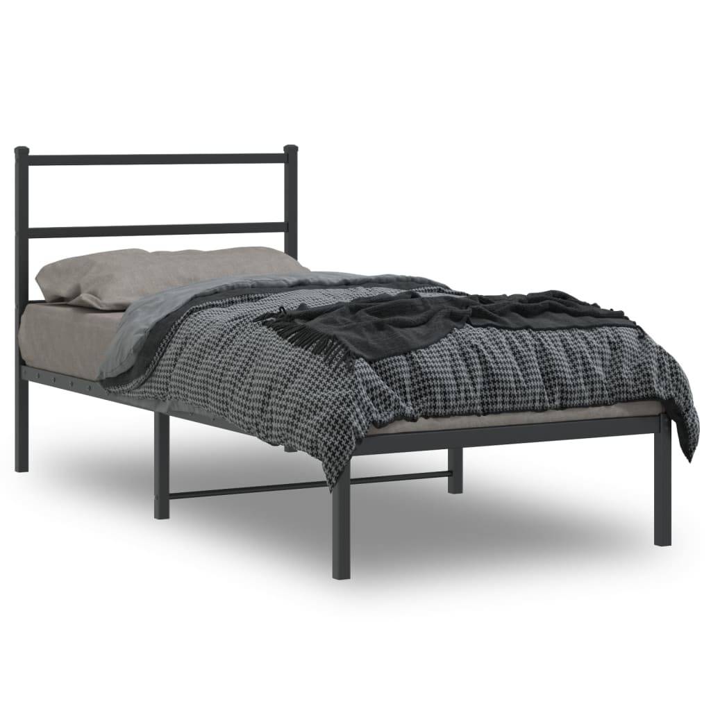 vidaXL Bettgestell mit Kopfteil Metall Schwarz 90x200 cm