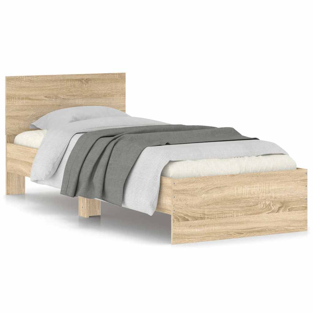 vidaXL Bettgestell ohne Matratze mit Kopfteil Sonoma-Eiche 90x200 cm