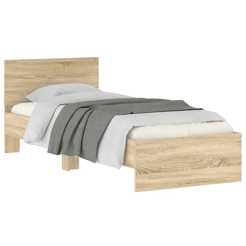 vidaXL Bettgestell ohne Matratze mit Kopfteil Sonoma-Eiche 90x200 cm