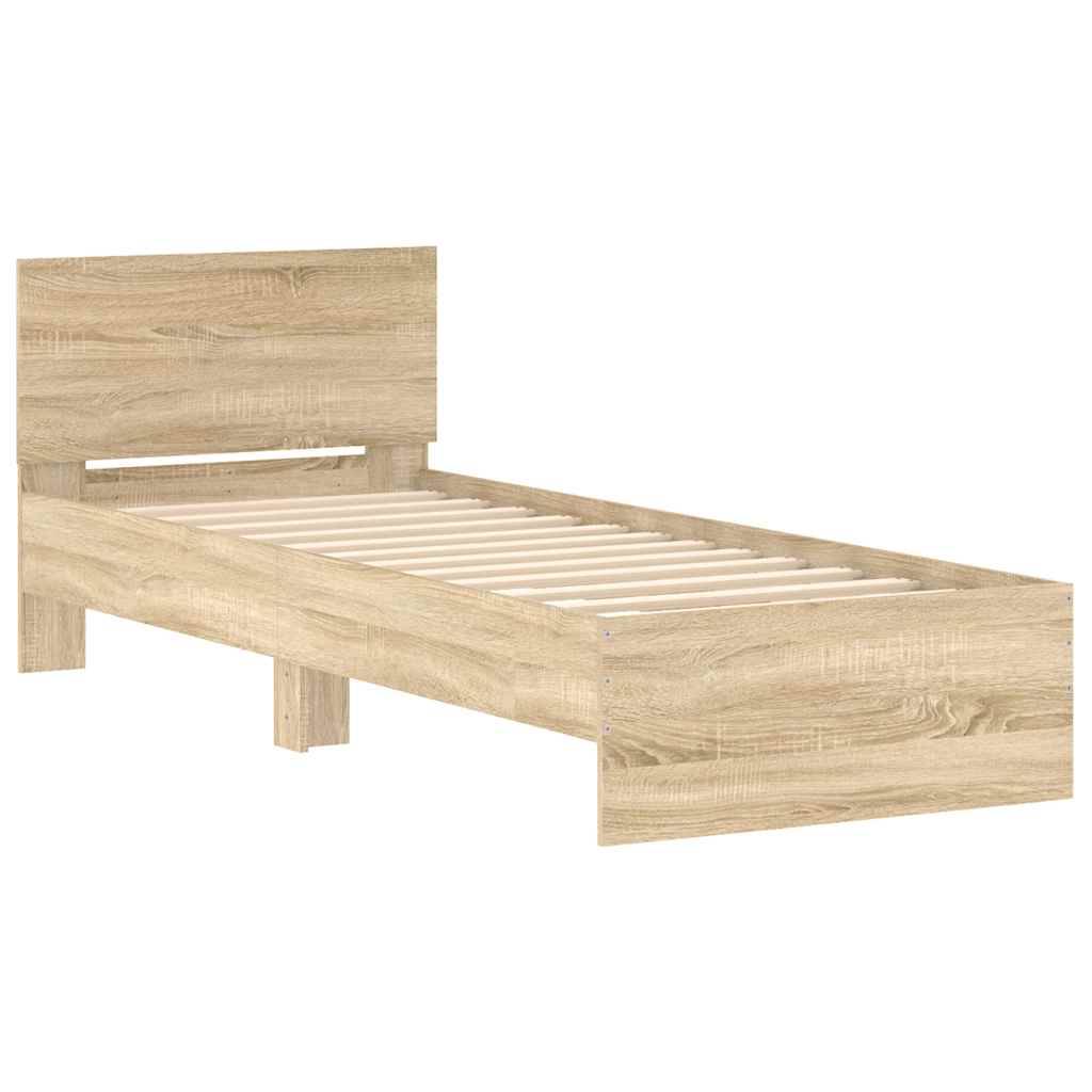 vidaXL Bettgestell ohne Matratze mit Kopfteil Sonoma-Eiche 90x200 cm