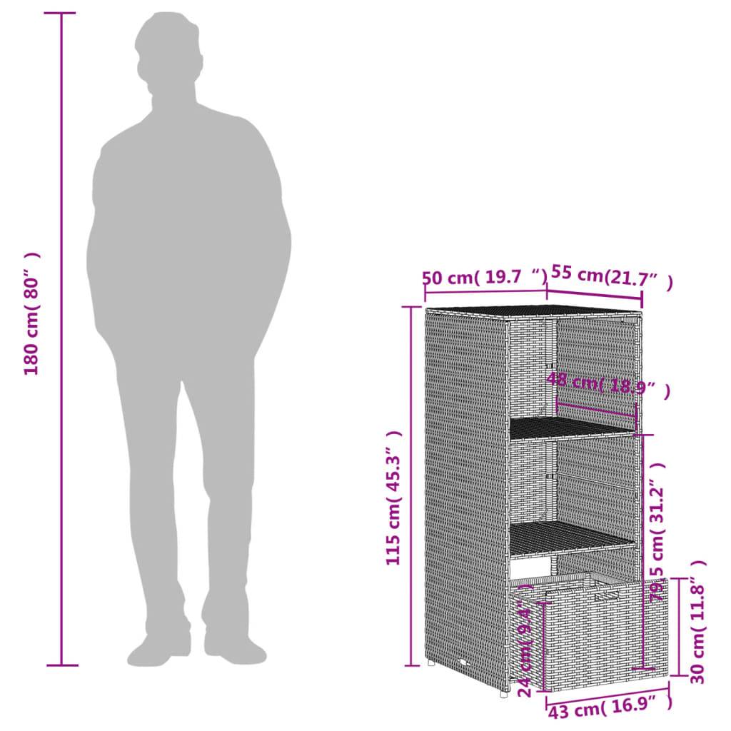 vidaXL Gartenschrank Grau 50x55x115 cm Poly Rattan