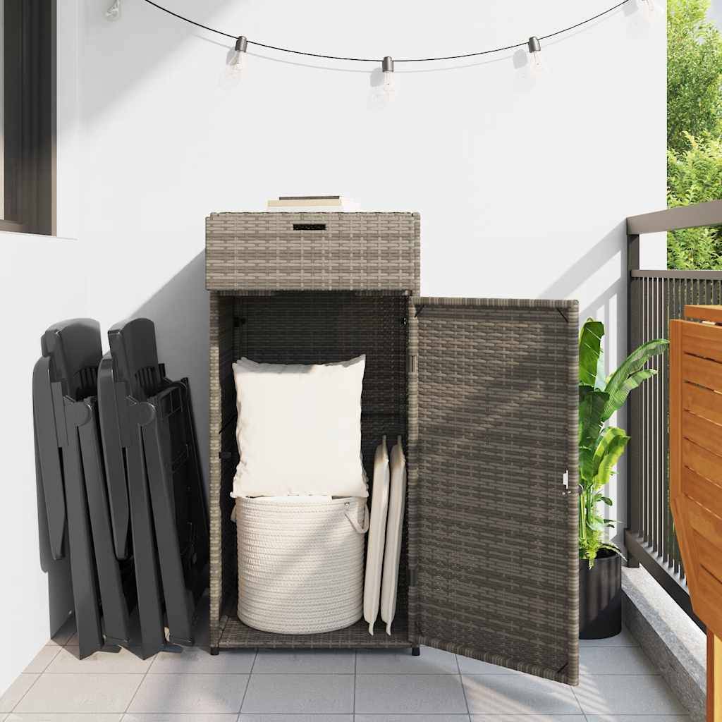 vidaXL Gartenschrank Grau 55x55x111 cm Poly Rattan