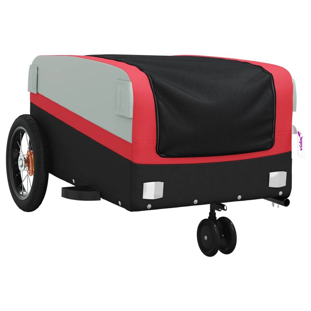vidaXL Fahrradanhänger Schwarz und Rot 30 kg Eisen