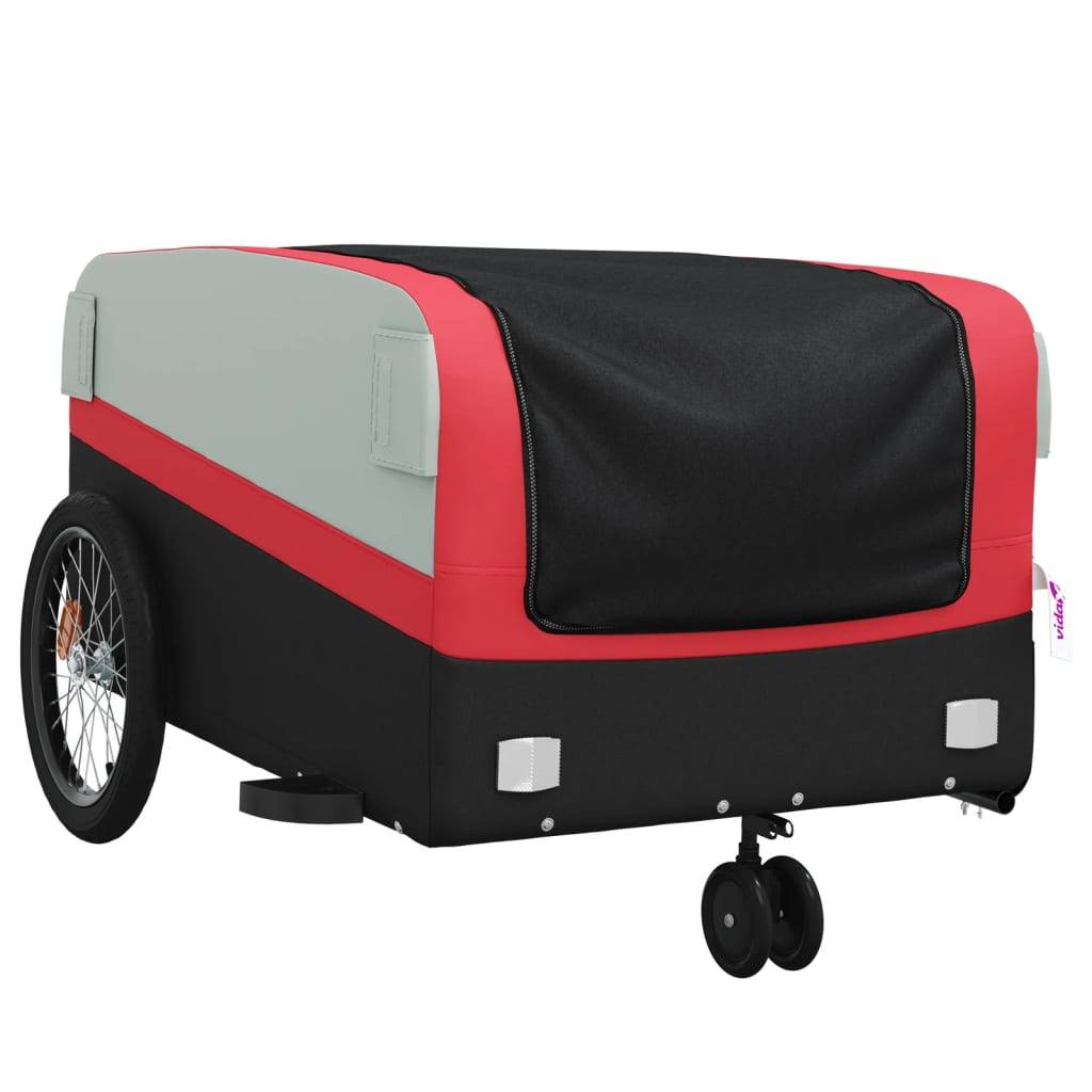 vidaXL Fahrradanhänger Schwarz und Rot 45 kg Eisen