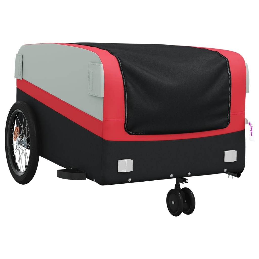 vidaXL Fahrradanhänger Schwarz und Rot 45 kg Eisen