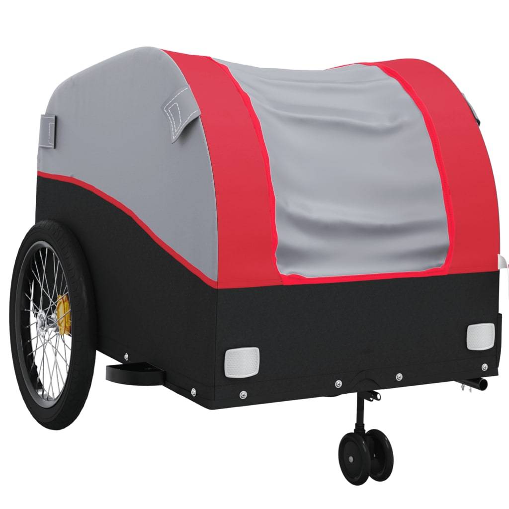 vidaXL Fahrradanhänger Schwarz und Rot 45 kg Eisen