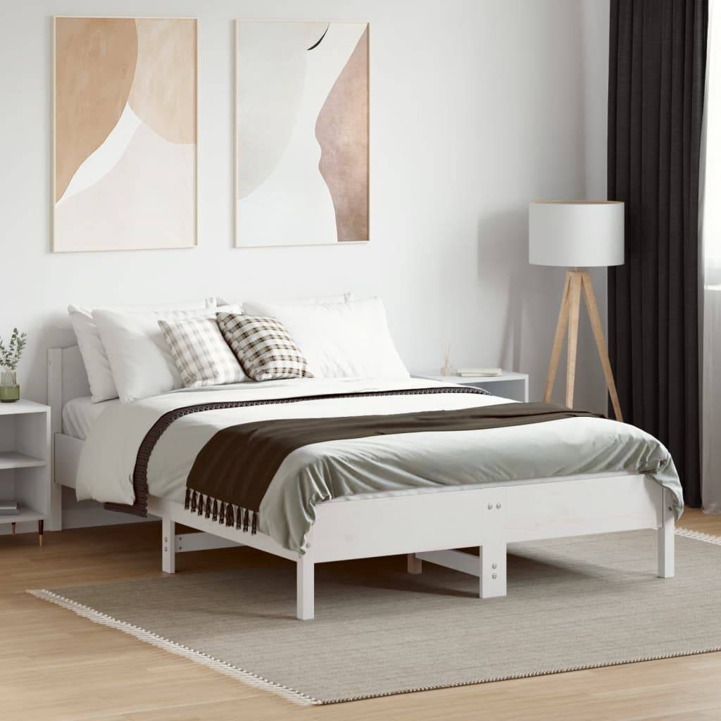 vidaXL Massivholzbett ohne Matratze Weiß 120x190 cm Kiefernholz