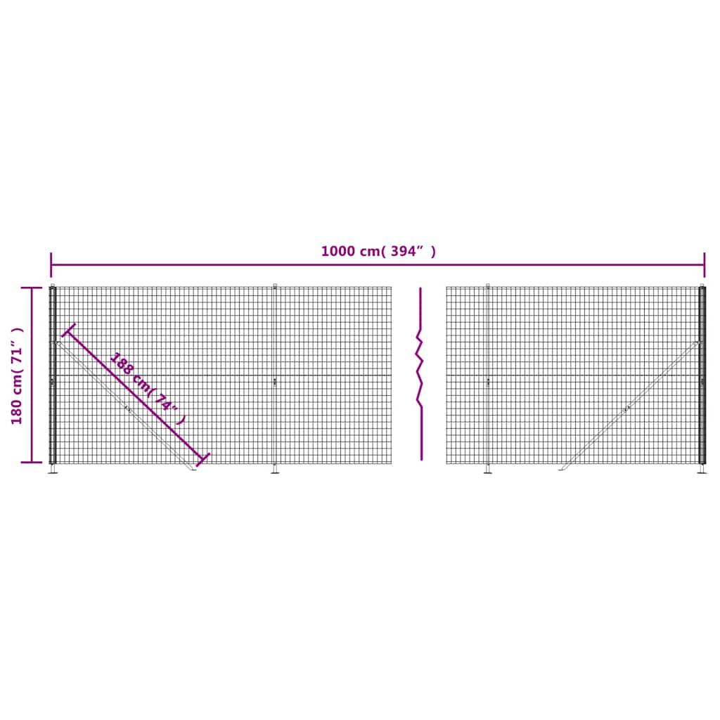 vidaXL Maschendrahtzaun mit Bodenflansch Anthrazit 1,8x10 m