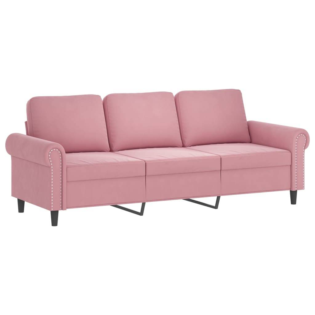 vidaXL 3-Sitzer-Sofa mit Zierkissen Rosa 180 cm Samt