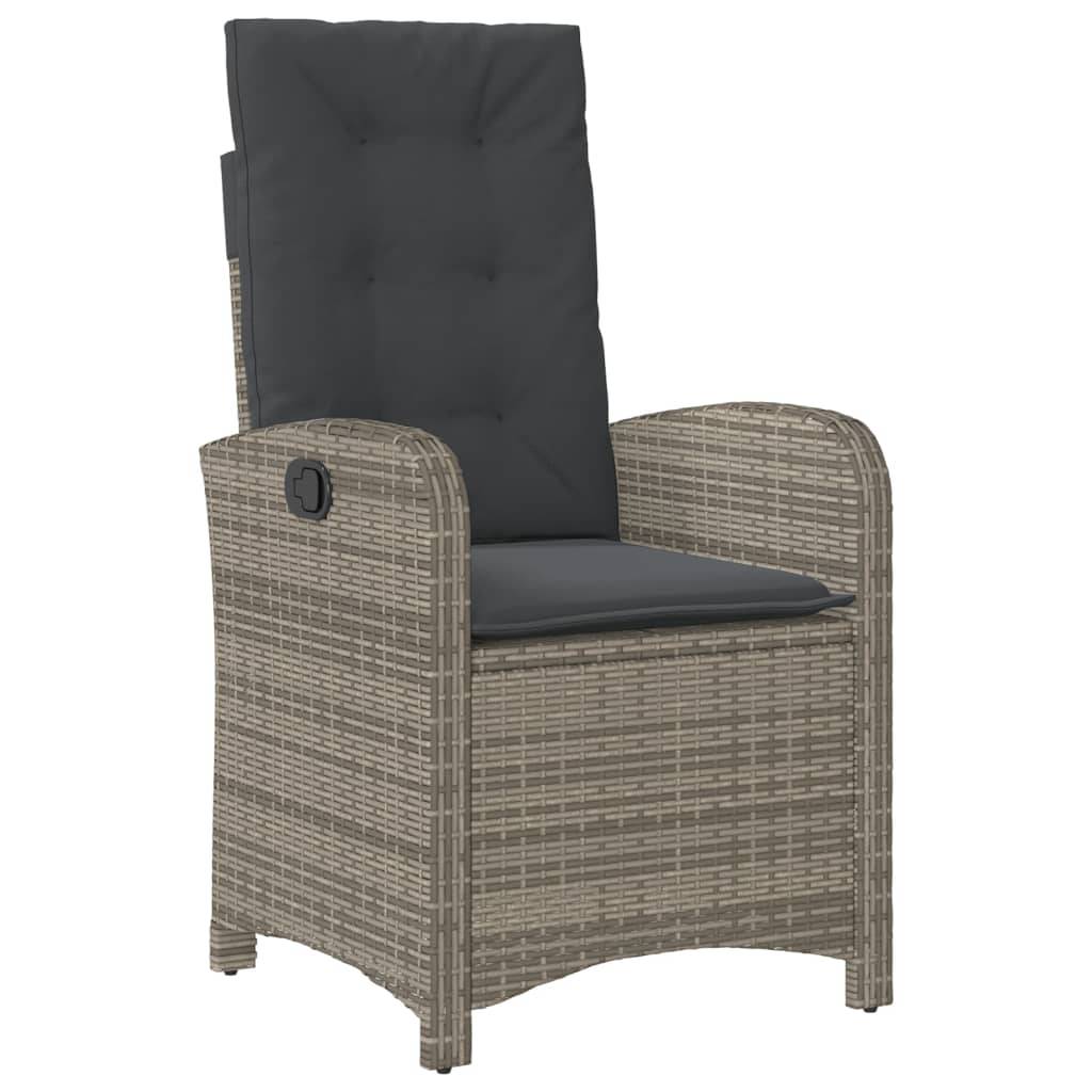 vidaXL 3-tlg. Garten-Essgruppe mit Kissen Grau Poly Rattan
