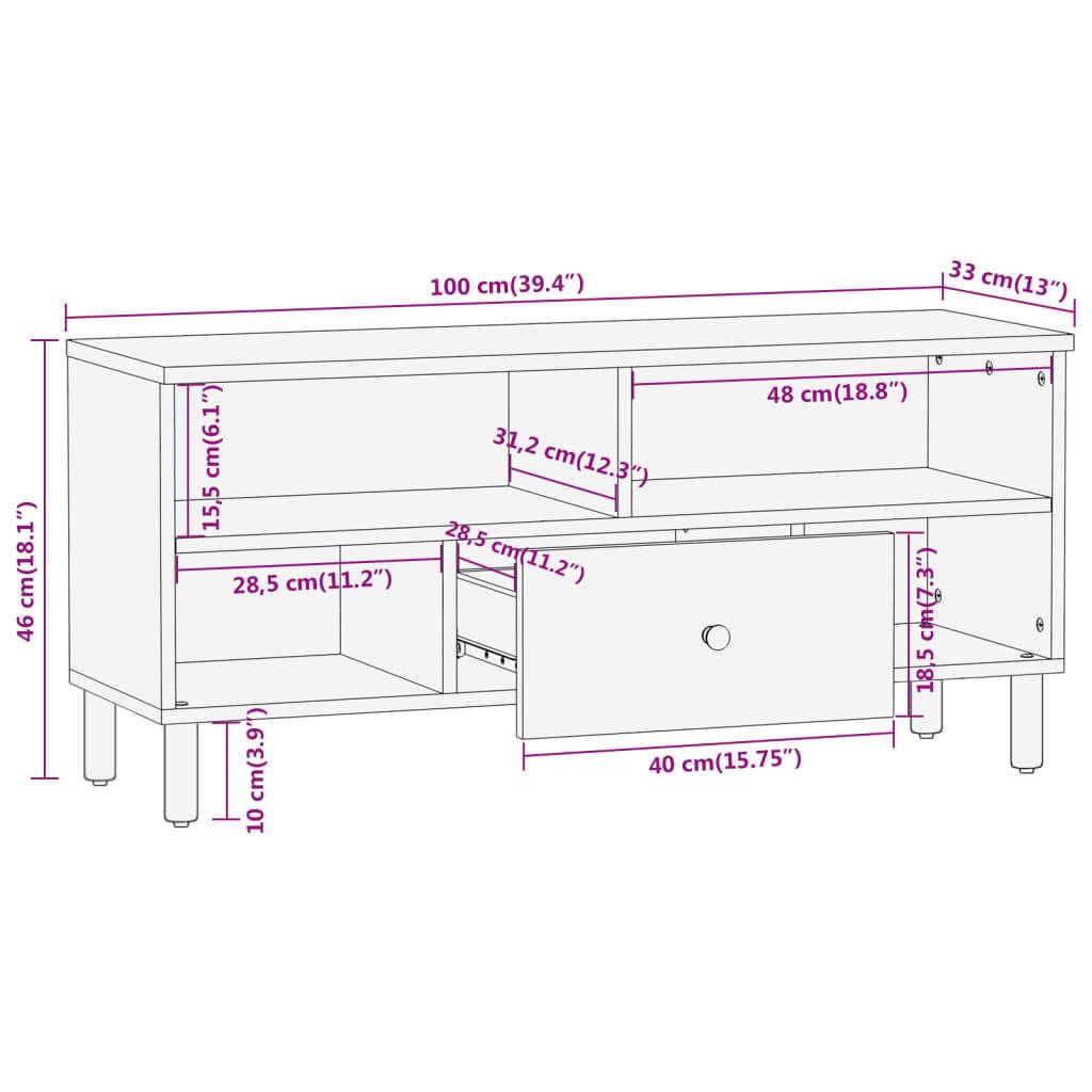 vidaXL TV-Schrank 100x33x46 cm Massivholz Akazie