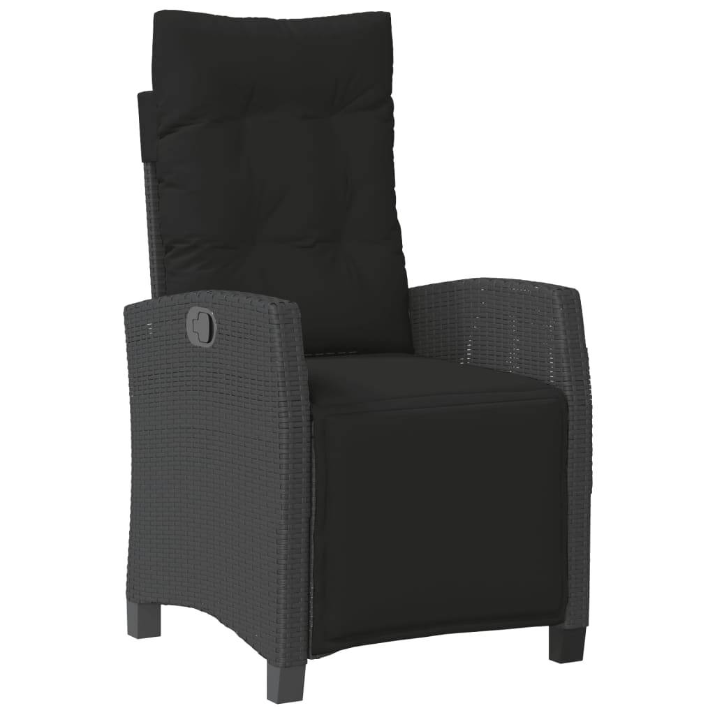 vidaXL 3-tlg. Garten-Essgruppe mit Kissen Schwarz Poly Rattan