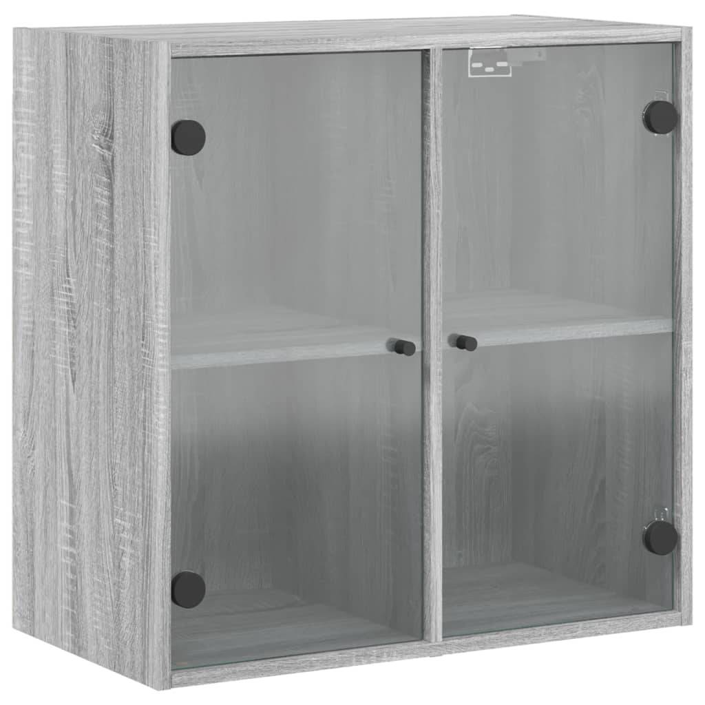 vidaXL Wandschrank mit Glastüren Grau Sonoma 68x37x68,5 cm