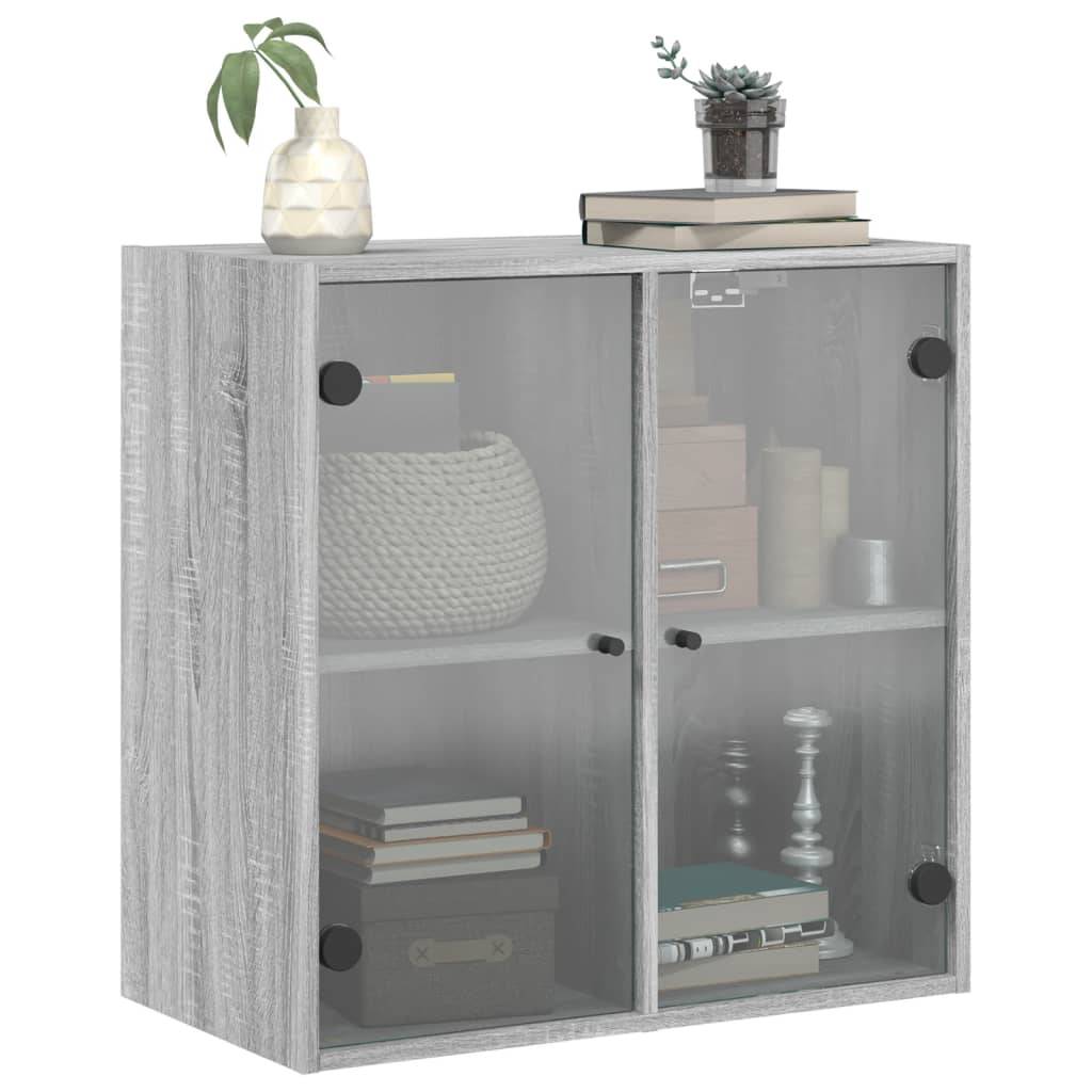 vidaXL Wandschrank mit Glastüren Grau Sonoma 68x37x68,5 cm