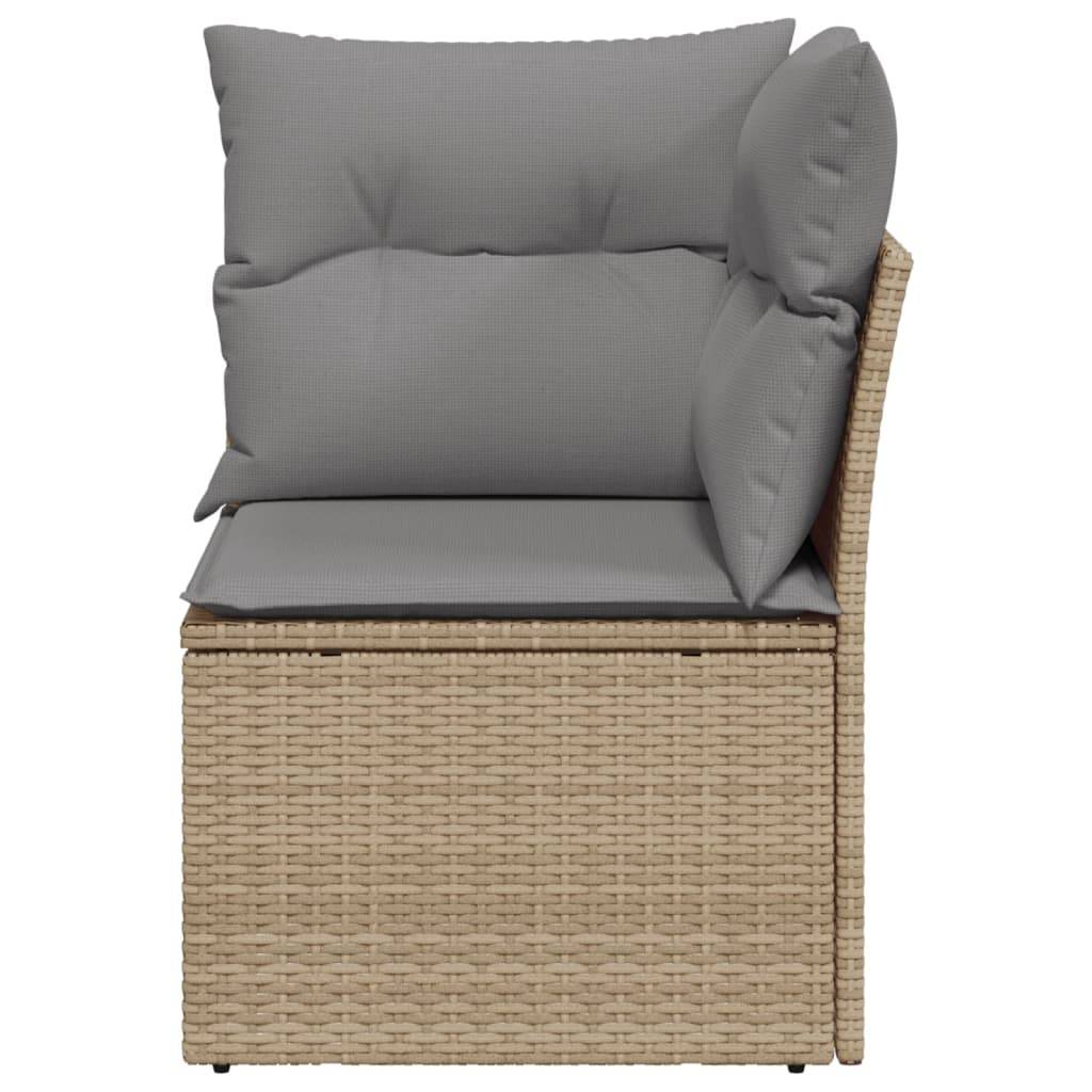 vidaXL Garten-Ecksofa mit Kissen Beige Poly Rattan