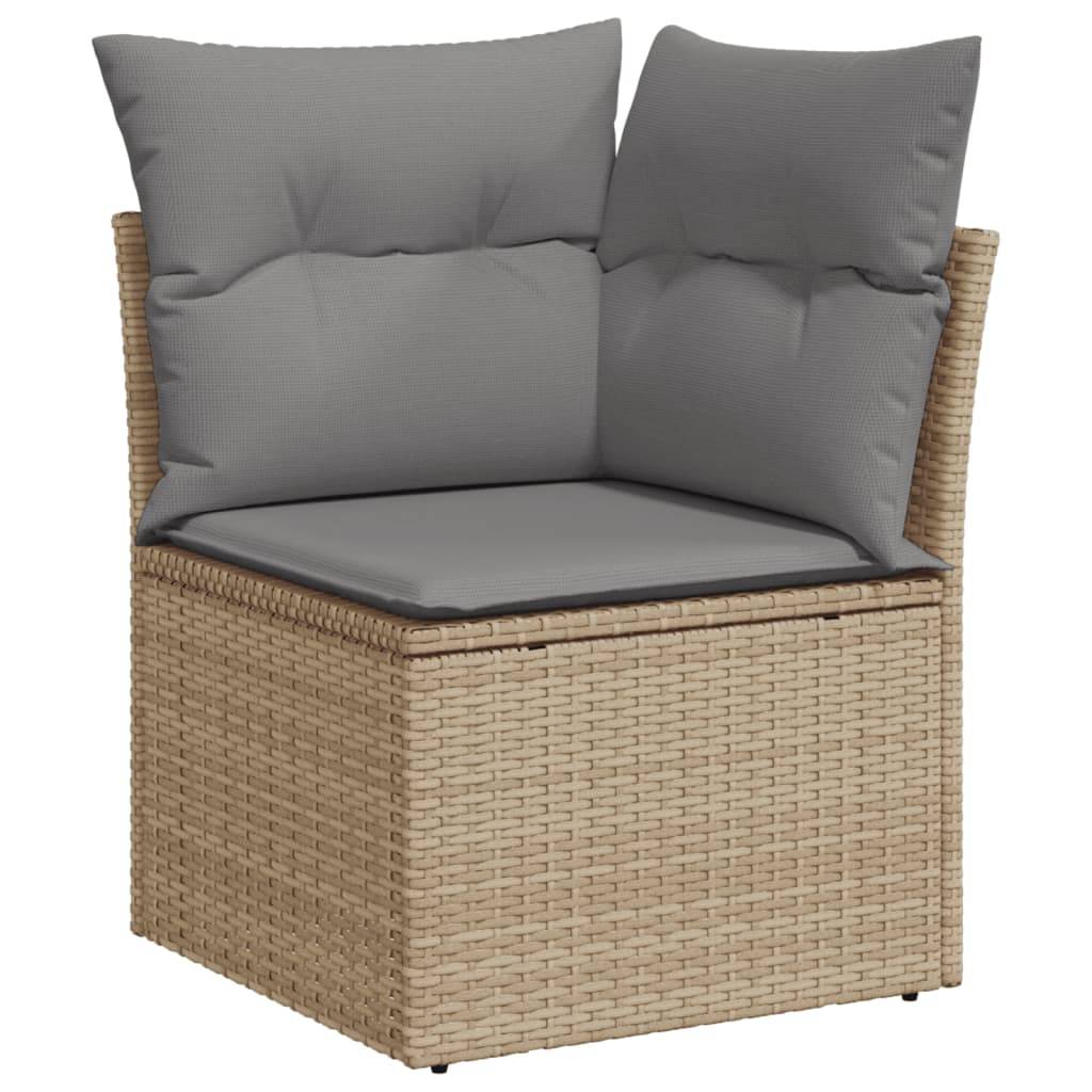 vidaXL Garten-Ecksofa mit Kissen Beige Poly Rattan