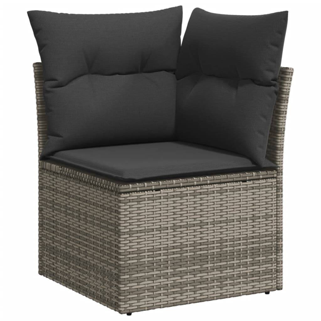 vidaXL Garten-Ecksofa mit Kissen Grau Poly Rattan