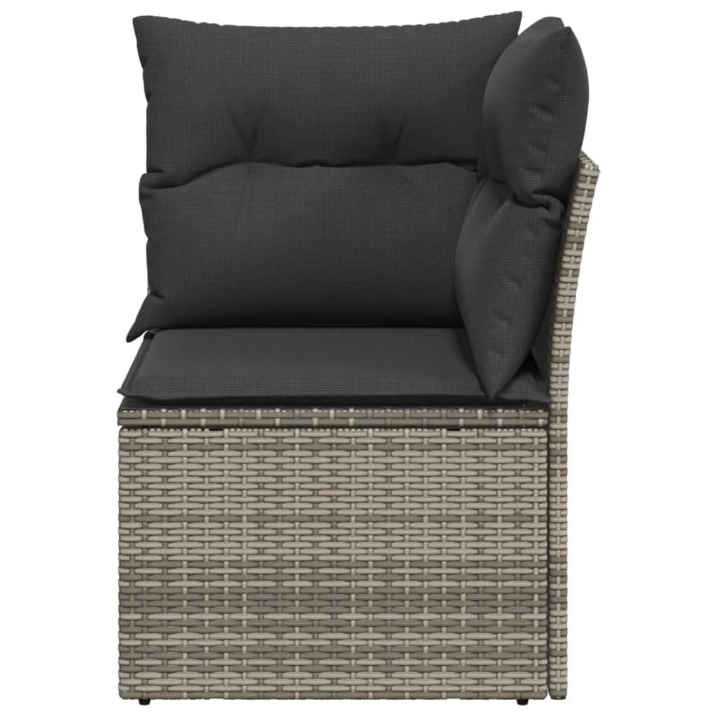 vidaXL Garten-Ecksofa mit Kissen Grau Poly Rattan