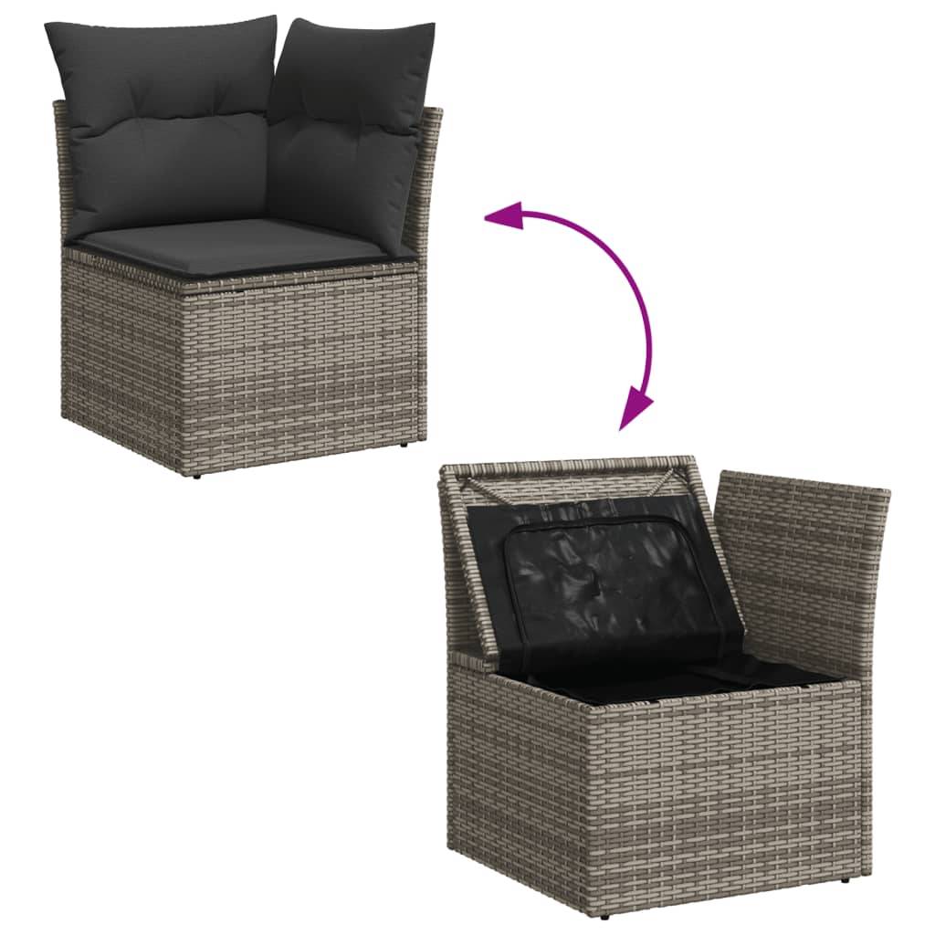 vidaXL 5-tlg. Garten-Sofagarnitur mit Kissen Grau Poly Rattan