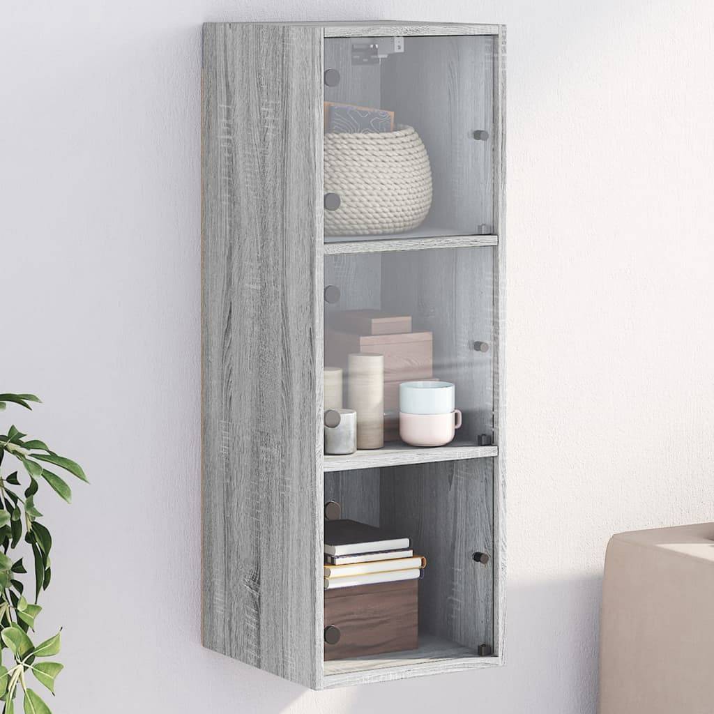 vidaXL Wandschrank mit Glastüren Grau Sonoma 35x37x100 cm