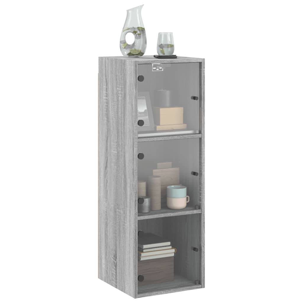 vidaXL Wandschrank mit Glastüren Grau Sonoma 35x37x100 cm